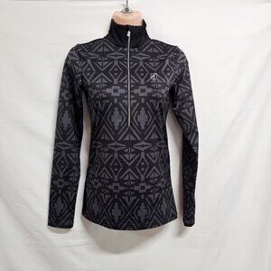 Toni Sailer Half Zip First Layer Performance Ski Top Women Size US 4 Black/Gray